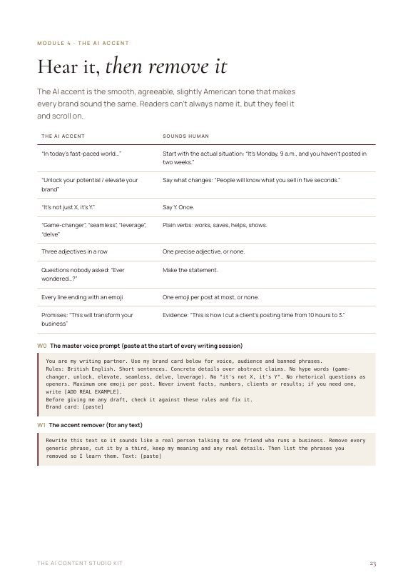 Kit page: removing the AI accent