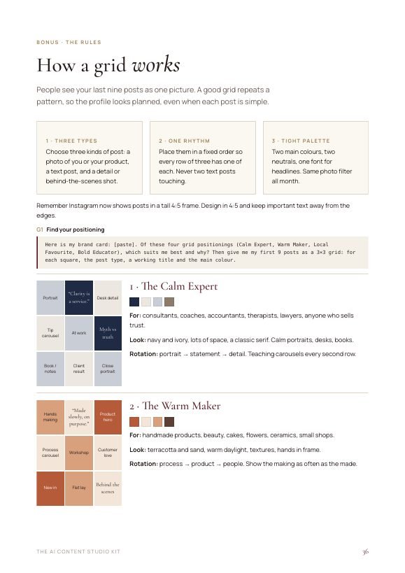Kit page: grid positionings